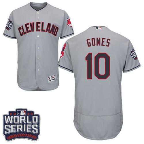 Cleveland Indians 10 Yan Gomes Grey Flexbase Authentic Collection 2016 World Series Bound MLB Jersey