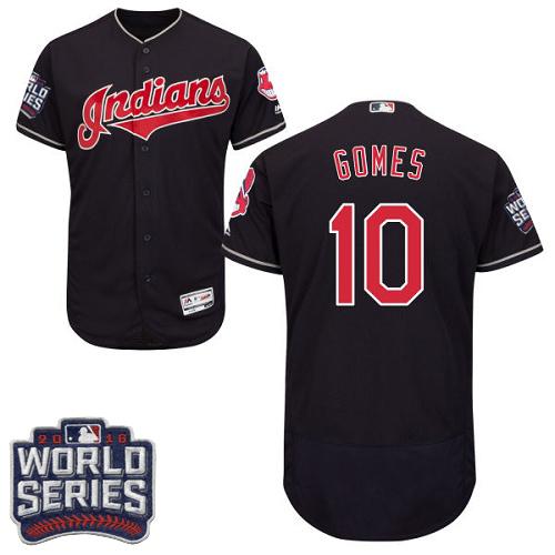 Cleveland Indians 10 Yan Gomes Navy Blue Flexbase Authentic Collection 2016 World Series Bound MLB Jersey