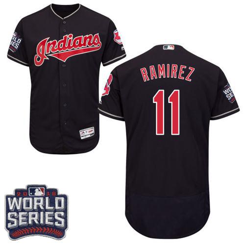 Cleveland Indians 11 Jose Ramirez Navy Blue Flexbase Authentic Collection 2016 World Series Bound MLB Jersey