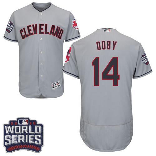 Cleveland Indians 14 Larry Doby Grey Flexbase Authentic Collection 2016 World Series Bound MLB Jersey