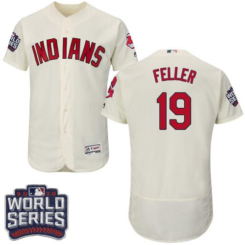 Cleveland Indians 19 Bob Feller Cream Flexbase Authentic Collection 2016 World Series Bound MLB Jersey