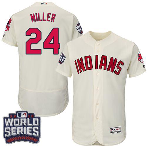 Cleveland Indians 24 Andrew Miller Cream Flexbase Authentic Collection 2016 World Series Bound MLB Jersey