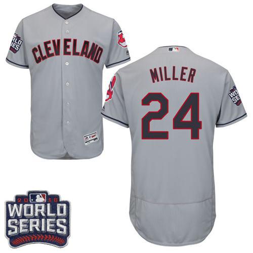 Cleveland Indians 24 Andrew Miller Grey Flexbase Authentic Collection 2016 World Series Bound MLB Jersey