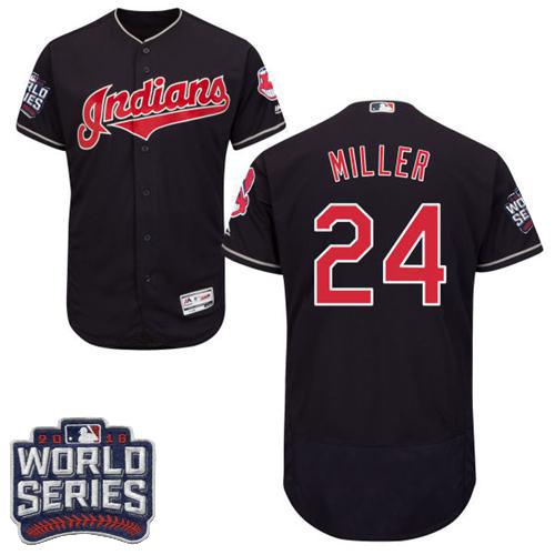 Cleveland Indians 24 Andrew Miller Navy Blue Flexbase Authentic Collection 2016 World Series Bound MLB Jersey