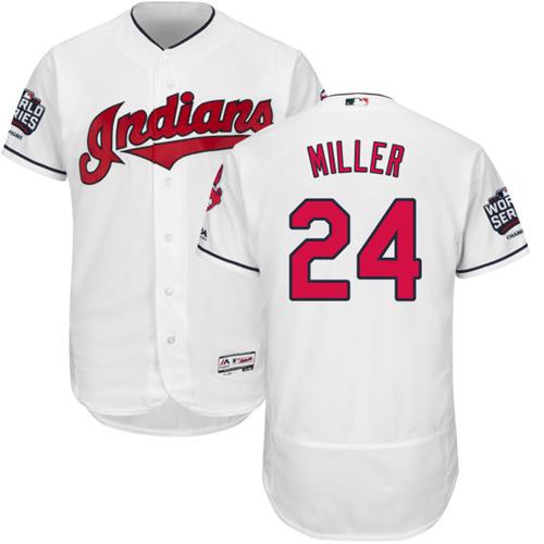 Cleveland Indians 24 Andrew Miller White Flexbase Authentic Collection 2016 World Series Bound MLB Jersey