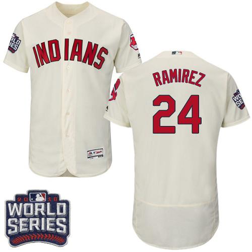 Cleveland Indians 24 Manny Ramirez Cream Flexbase Authentic Collection 2016 World Series Bound MLB Jersey