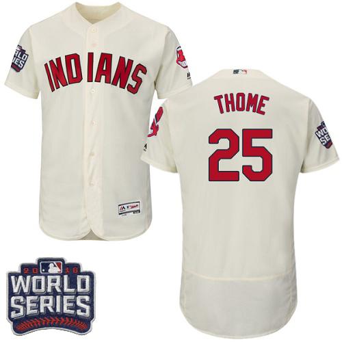 Cleveland Indians 25 Jim Thome Cream Flexbase Authentic Collection 2016 World Series Bound MLB Jersey