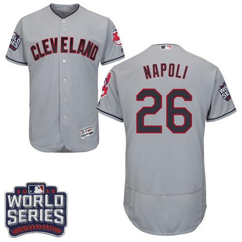 Cleveland Indians 26 Mike Napoli Grey Flexbase Authentic Collection 2016 World Series Bound MLB Jersey