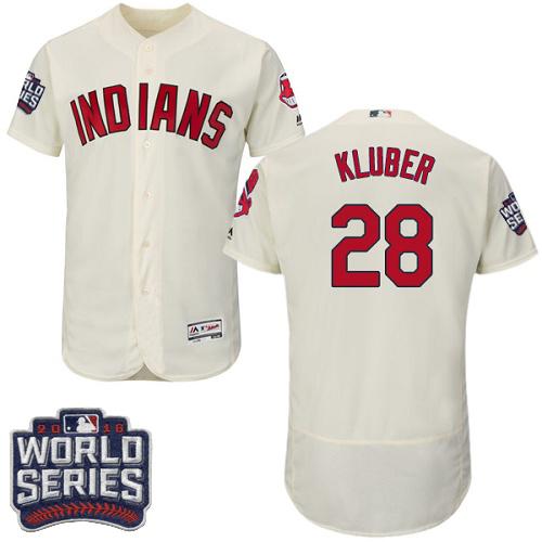 Cleveland Indians 28 Corey Kluber Cream Flexbase Authentic Collection 2016 World Series Bound MLB Jersey