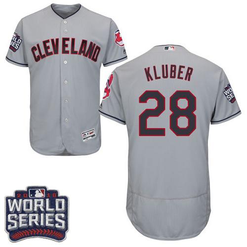 Cleveland Indians 28 Corey Kluber Grey Flexbase Authentic Collection 2016 World Series Bound MLB Jersey