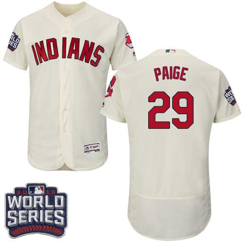 Cleveland Indians 29 Satchel Paige Cream Flexbase Authentic Collection 2016 World Series Bound MLB Jersey