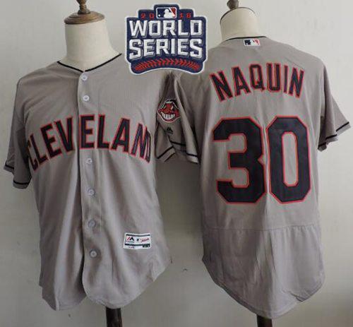 Cleveland Indians 30 Tyler Naquin Grey Flexbase Authentic Collection 2016 World Series Bound MLB Jersey