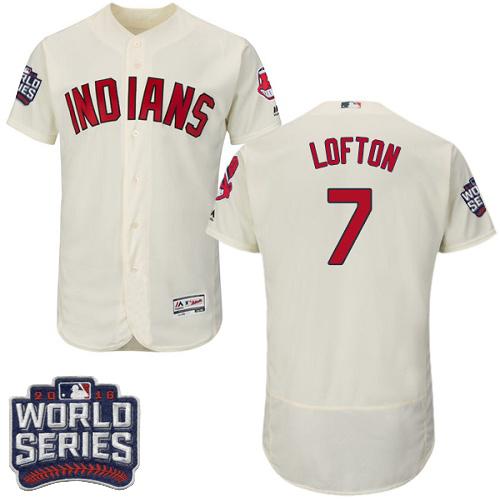 Cleveland Indians 7 Kenny Lofton Cream Flexbase Authentic Collection 2016 World Series Bound MLB Jersey