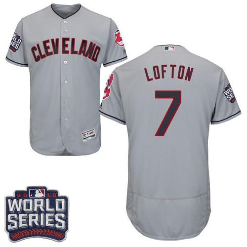 Cleveland Indians 7 Kenny Lofton Grey Flexbase Authentic Collection 2016 World Series Bound MLB Jersey