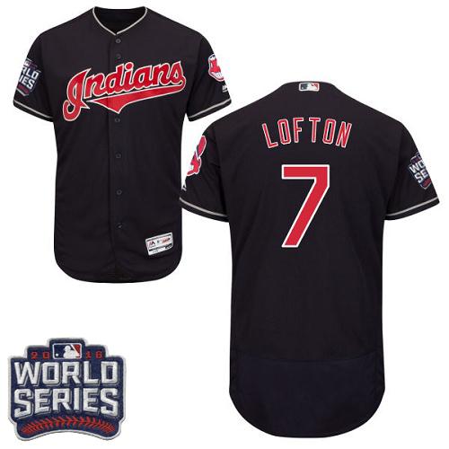 Cleveland Indians 7 Kenny Lofton Navy Blue Flexbase Authentic Collection 2016 World Series Bound MLB Jersey