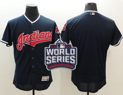Cleveland Indians Blank Navy Blue Flexbase Authentic Collection 2016 World Series Bound MLB Jersey