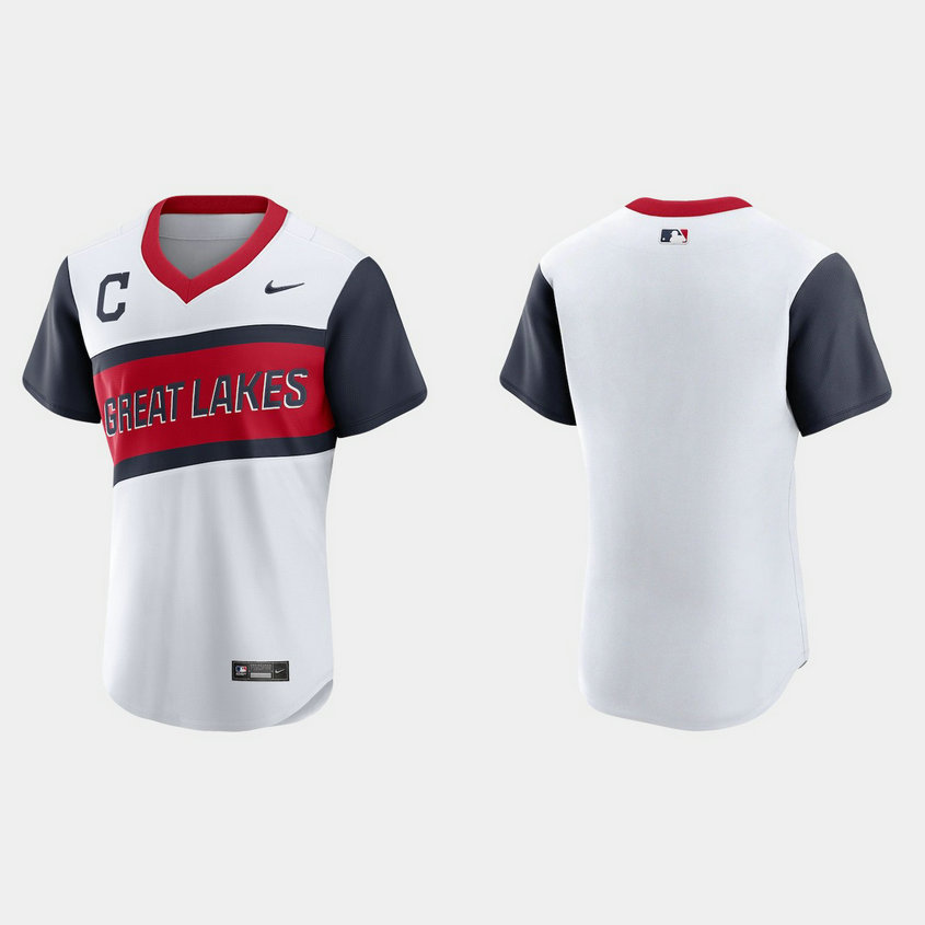 Cleveland Indians Men's Nike White 2021 Little League Class Authentic MLB Jersey