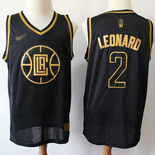 Clippers #2 Kawhi Leonard Black Gold Basketball Swingman Limited Edition Jersey