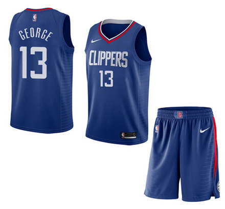 Clippers 13 Paul George Blue City Edition Nike Swingman Jersey(With Shorts)