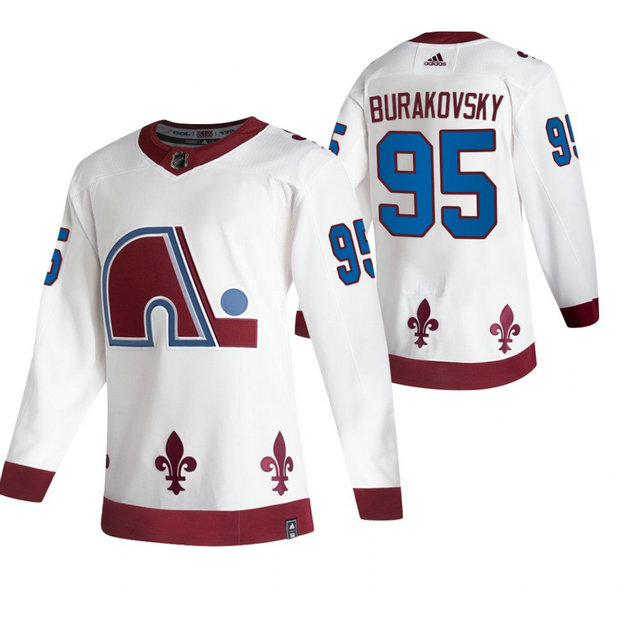 Colorado Avalanche #95 Andre Burakovsky White Men's Adidas 2020-21 Reverse Retro Alternate NHL Jersey
