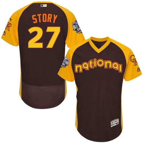 Colorado Rockies 27 Trevor Story Brown Flexbase Authentic Collection 2016 All-Star National League Baseball Jersey