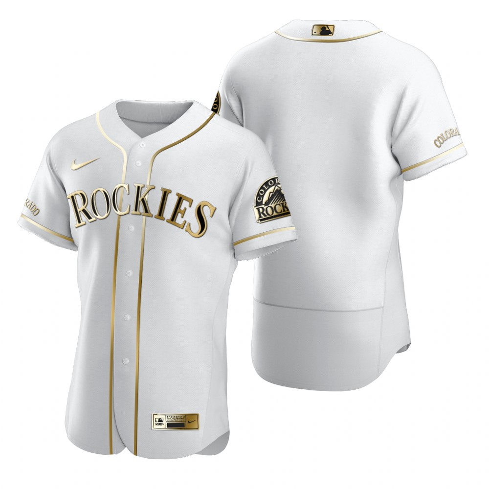 Colorado Rockies Blank White Nike Men's Authentic Golden Edition MLB Jersey