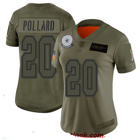 Cowboys #20 Tony Pollard Camo Women's Stitched Football Limited 2019 Salute to Service Jersey
