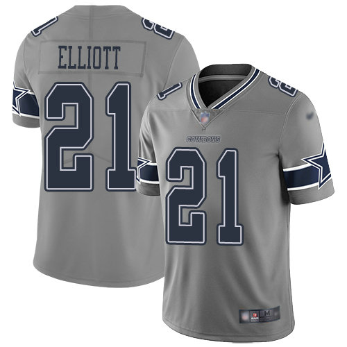 Cowboys #21 Ezekiel Elliott Gray Youth Stitched Football Limited Inverted Legend Jersey