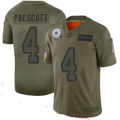 Cowboys #4 Dak Prescott Camo Youth Stitched Football Limited 2019 Salute to Service Jersey