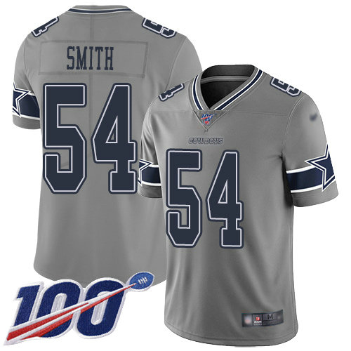 Cowboys #54 Jaylon Smith Gray Youth Stitched Football Limited Inverted Legend 100th Season Jersey
