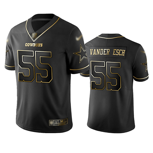 Cowboys #55 Leighton Vander Esch Black Men's Stitched Football Limited Golden Edition Jersey
