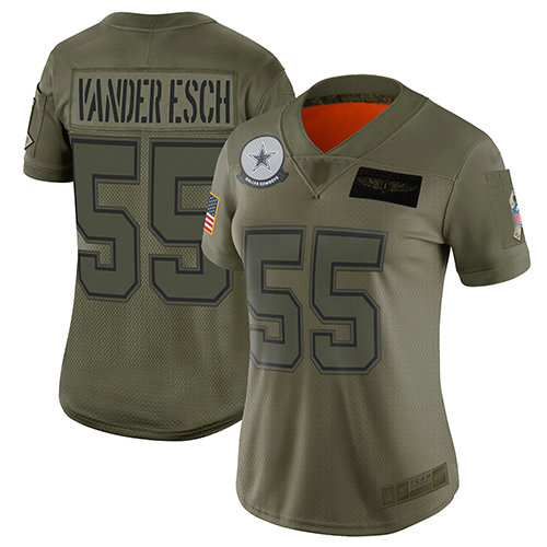 Cowboys #55 Leighton Vander Esch Camo Women's Stitched Football Limited 2019 Salute to Service Jersey