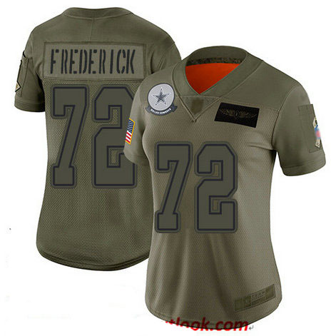 Cowboys #72 Travis Frederick Camo Women's Stitched Football Limited 2019 Salute to Service Jersey
