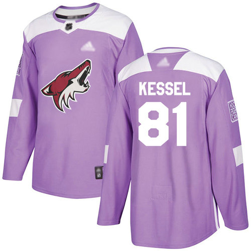 Coyotes #81 Phil Kessel Purple Authentic Fights Cancer Stitched Youth Hockey Jersey