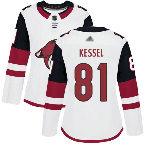 Coyotes #81 Phil Kessel White Road Authentic Women's Stitched Hockey Jersey