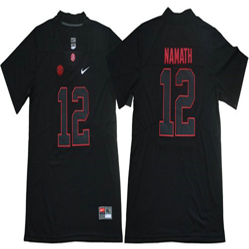 Crimson Tide #12 Joe Namath Blackout Limited Stitched NCAA Jersey