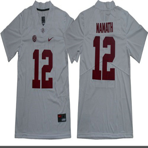Crimson Tide #12 Joe Namath White Limited Stitched NCAA Jersey
