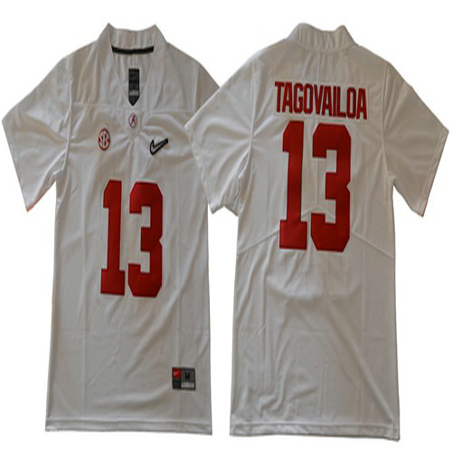 Crimson Tide #13 Tua Tagovailoa White Limited Stitched NCAA Jersey