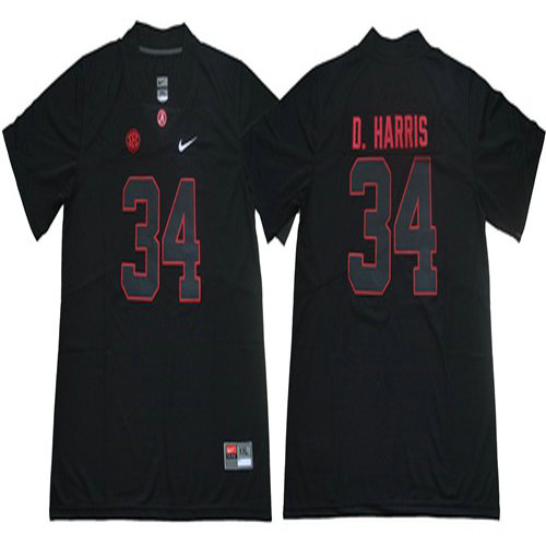 Crimson Tide #34 Damien Harris Blackout Limited Stitched NCAA Jersey