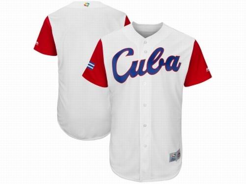 Cuba Baseball Blank Majestic White 2017 World Baseball Classic Team Jersey