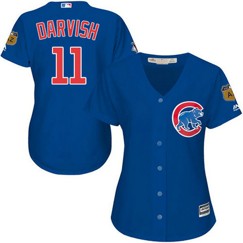 Cubs #11 Yu Darvish Blue Alternate Women's Stitched MLB Jersey_1