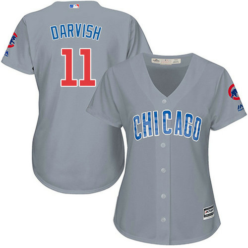 Cubs #11 Yu Darvish Grey Road Women's Stitched MLB Jersey_1