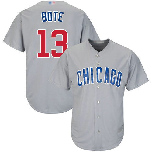Cubs #13 David Bote Grey New Cool Base Stitched Baseball Jersey
