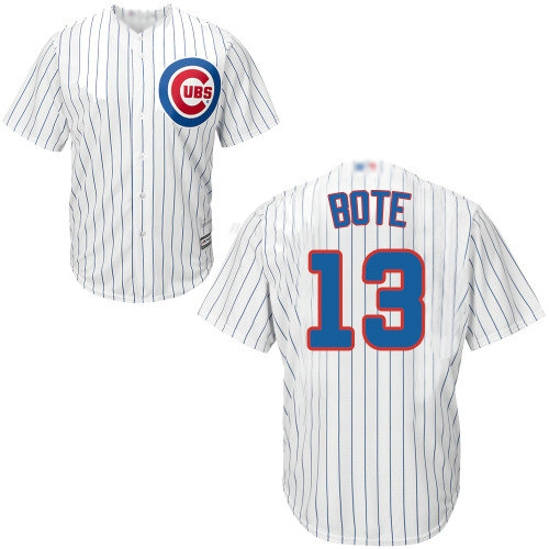 Cubs #13 David Bote White Strip New Cool Base Stitched Baseball Jersey