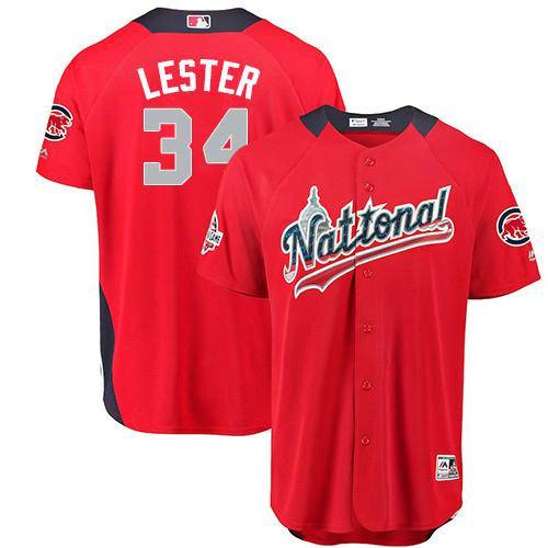Cubs #34 Jon Lester Red 2018 All-Star National League Stitched Baseball Jersey