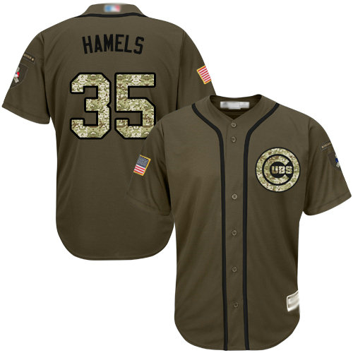 Cubs #35 Cole Hamels Green Salute to Service Stitched Baseball Jersey
