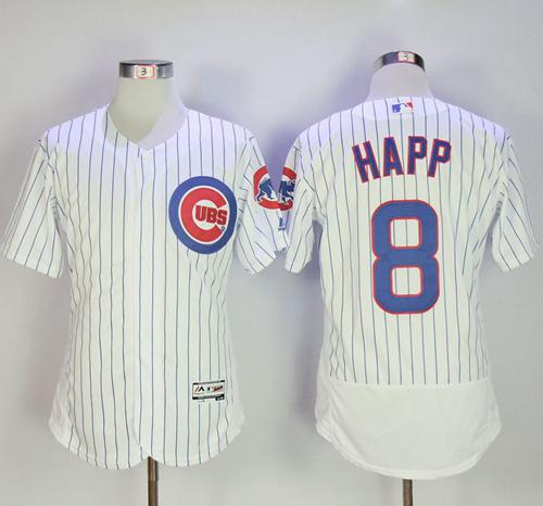 Cubs #8 Ian Happ White Flexbase Authentic Collection Stitched MLB Jersey