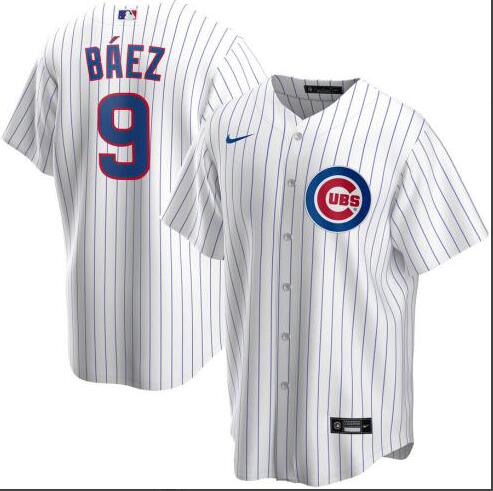 Cubs 9 Javier Baez White 2020 Nike Cool Base Jersey