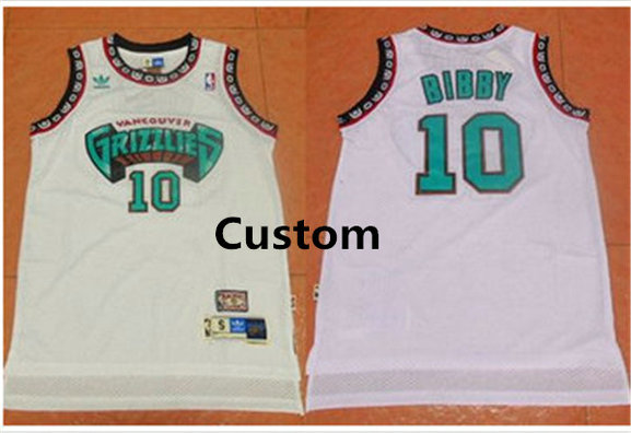 Custom Men's Memphis Grizzlies White TThrowback Stitched NBA Jersey