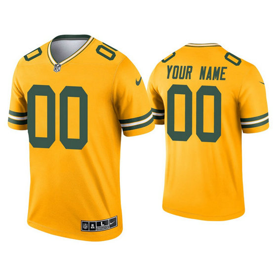 Custom Packers Inverted Legend Gold Jersey